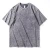 Camiseta Vintage Lavada com Logo Personalizado, Transfronteiriça 230g Algodão Puro Pesado Tamanho Europeu Manga Curta Marca Tendência Plus-Size Camiseta Masculina
