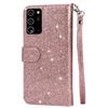 Aplicável a Samsung note20 glitter zipper cordão de couro para celular estojo de couro A21s carteira estojo protetor multifuncional titular de cartão