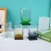 Vaso Cuadrado Grueso para Helado para Restaurante Base Colorida Vaso para Bebidas Jugo Agua con Burbujas Tienda de Té con Leche Vaso para Postres