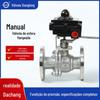 Fábrica de cabelo liso manual flange válvula de esfera 304 corpo de válvula de aço inoxidável com tubo de feedback de sinal flange válvula de esfera atacado