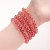 Pulsera de Cristal Natural de Fresa Runya Tipo Hielo Cristal de Fresa Cuentas Sueltas Círculo Único Cuentas Redondas Fábrica de Pulseras de Cristal Venta al por Mayor