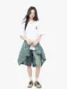 Camiseta de Manga Corta para Mujer Estilo Coreano Algodón Peinado Algodón Top Holgado Verano para Mujer Combinación Perfecta Cuello Redondo Camiseta Básica Camiseta Interior para Mujer