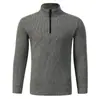 [Lana] Suéter grueso y cálido para hombre, con media cremallera, cuello alto, forro de polar, para otoño e invierno, adecuado como capa base