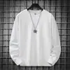 Sudadera con cuello redondo para hombre, chaqueta fina de primavera y otoño de 2024, nueva, blanca, informal, de manga larga, ropa holgada para hombre.