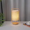 Luminária de mesa LED recarregável de madeira maciça transfronteiriça, luminária de tecido portátil, luz mini de acampamento, controle remoto por toque, luz noturna