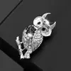 Broche de Búho Retro Europeo y Americano Transfronterizo, Broche de Animal Elegante y Versátil con Pedrería, En Stock al por Mayor
