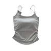 Color Sólido Chica Sexy Espalda Hermosa Camisola de Fondo Ajustada para Mujer con Almohadillas en el Busto Versátil Top de Tubo Íntimos Aspecto Adelgazante Plisado Top de Tubo