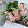 Nuevo ramo de flores artificiales para boda, ramo de flores artificiales, decoración de crisantemo rosa, flor pequeña con asa, comercio exterior transfronterizo al por mayor