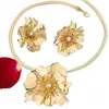 Set de Joyería Dulce y Lindo Transfronterizo, Collar con Colgante de Flor a la Moda y Personalizado, Aretes de Flor, Collar y Aretes
