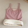 Outono e inverno de camada dupla mais suspensórios acolchoados de veludo meninas colete quente desgaste base close-fitting estudantes aquecimento quente roupa interior