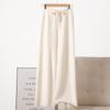 Pantalones con costura central Pantalones de lana pura de pierna ancha Pantalones casuales drapeados de otoño e invierno para mujer Pantalones casuales de punto ajustados que combinan con todo Pantalones