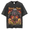 Transfronteriza Lavable230g Camiseta Lavable de Anime Estampado Retro Múltiples Patrones Venta Directa de Fábrica