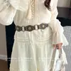 Cinturón Marrón Estilo Étnico Vintage Bohemio para Mujer, Adecuado para Vestidos, Cadena de Cintura Tejida, Accesorio de Cinturón de Metal