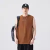 Camisa sem Manga 100% Algodão Masculina Verão Nova Marca Tendência Fresca Solta Sem Mangas Camiseta Masculina Juventude Colete Esportivo Casual Camiseta Masculina