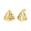 Pendientes de Moda Transfronterizos con Circonita de Colores Incrustada con Forma de Semilla de Melón, Pendientes de Lujo Ligero de Gama Alta, Joyería de Moda Versátil Exquisita para Regalo