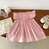 Vestido de verano para niñas de 0 a 5 años, con mangas abullonadas, color liso, estilo princesa, AQ031