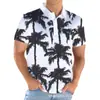 2025 Amazon Verão Masculino Casual Gola Lapela Estampado 3D Manga Curta Camisa Polo Masculina Tamanho Grande Top Havaiano
