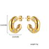 Pendientes Exagerados de Acero Inoxidable Chapado en Oro de 18 Quilates con Forma de C, Tachonados con Diamantes y Strass de Colores, Elegantes y de Gama Alta, Pendientes Transfronterizos Europeos y Americanos