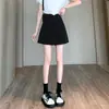 Tiro real, traje de verano fino para mujer con shorts, adelgazante, para petite, casual, holgado, plisado, pantalón de cinco puntos de pierna ancha, línea A