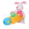 Decoración Hinchable de Conejo con Carrito y Huevos para Fiesta de Pascua en Jardín Exterior