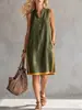 Amazon 2026 Transfronterizo Europeo y Americano Verano Nuevo Ropa de Mujer Vestido Casual Holgado de Algodón y Lino sin Mangas con Cuello en V para Mujer