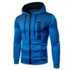 Suéter casual com capuz estampado para homens outono e inverno com forro de fleece com zíper pullover moletom com capuz em estoque