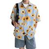 2025 Flores, Florais e Plantas Camisa de Flores de Verão Solta para Casal Manga Curta Havaiana Proteção Solar Camiseta