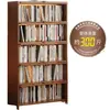 Estantería de almacenamiento, librero de pie, gabinete de almacenamiento integrado de pared, gabinete doméstico de madera maciza con puertas, vitrina a prueba de polvo