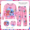 Pijamas para niños y niñas de manga larga delgados de primavera y otoño para niños medianos y mayores, caricatura para bebés y adolescentes, traje de ropa para el hogar