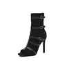 Salto Alto para Jazz Dance com Tiras, Novo Estilo de Comércio Exterior, Saltos Pretos, Botas Curtas, Sapatos de Dança Sexy, Sandálias de Tamanho Grande