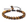 Pulseira Feminina Popular de Pedras Naturais Olho de Tigre 6mm da Amazon, Pulseira com Pingentes Tecida à Mão, Venda Quente