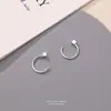 Pendientes de gancho geométricos cuadrados simples estilo coreano para mujer de plata de ley S999, pendientes de bola redonda de moda que combinan con todo, pendientes de tachuela para el pie de estilo frío de plata