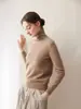Suéter de cashmere de fio duplo espessado com gola alta e borda enrolada para mulheres, peça íntima, suéter solto casual versátil, camada base de tricô