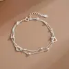 Pulsera de Amor de Doble Capa de Lujo Ligero Diseño de Nicho Femenino Alta Calidad Novia Estudiante Estilo Japonés y Coreano Estilo Frío Joyería de Mano