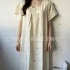 Vestido de Algodón y Seda para Mujer, Verano Manga Corta, Moderno y Elegante, Dobladillo Ancho Camisón, Estilo Mamá Joven, Modelo 2025