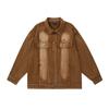 Chaqueta de Mezclilla Lavada con Degradado Estilo Retro Callejero Americano para Hombre Marca Trendy Ins Hip-Hop Holgada Estilo Bf Chaqueta con Cuello Solapa