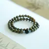 Pulsera de Sándalo Verde y Ágata Roja Pulsera de Cristal de Aguamarina Joyería de Madera de Sándalo Regalo para Hombres y Mujeres Pulsera de Pareja
