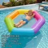 Nueva Cama Flotante Hexagonal Colorida de Amazon, Flotador Inflable Grande Doble de PVC Espesado para Entretenimiento en Piscina