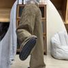 Jeans Americano de Cintura Alta Wide-Leg Solto Feminino 2025 Cáqui Petite Reta Comprimento Total Tendência