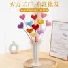 Rama de flor individual con forma de corazón tridimensional tejida a mano, arreglo de flores de escritorio tejido con hilo, decoración de regalo para el Día de San Valentín