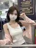Camisole de Renda com Laço Estilo Desejo Puro para Mulheres, Tamanho Grande, Verão Garota Quente Slim Fit Bm Top Curto Branco