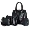 Fornecimento Exclusivo Transfronteiriço do Conjunto de Quatro Peças de Bolsa Feminina Fashion Clássica com Estampa de Leopardo, Bolsa de Ombro Transversal Retro de Couro Envernizado de Grande Capacidade
