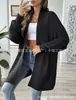 Nova moda feminina outono/inverno europeia e americana estilo simples cor sólida suéter cardigã jaqueta solta blusa de tricô