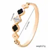 Pulseira de Aço Inoxidável Cruzada Mais Vendida Titânio de Aço com Zircônia Moda Feminina Pulseira de Luxo Trevo de Quatro Folhas Cravejado com Diamante Joia de Mão Atacado