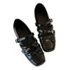 Versão em Couro Macio ~ Aumento de Altura de 5 cm Bico Quadrado Fivela de Cinto com Laço Sapatos Mary Jane Prateados Sola Macia Sapatilhas para Mulheres