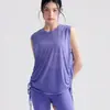 Colete Soltinho de Verão Fino para Emagrecer com Cordão, Gola Redonda, Sem Mangas para Mulheres, Regata para Yoga, Corrida, Treino, Pilates