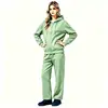 Conjunto de cardigã de fleece forrado para outono e inverno, estilo europeu e americano, cor sólida, moletom com capuz casual, blusa de zíper com corte solto e calça de perna larga
