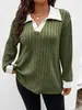 Top de Manga Larga para Mujer Talla Grande Color Sólido Suelto con Cuello en V, Camiseta de Punto Cepillado Costillado, Nuevo de Otoño e Invierno 2025 de Amazon