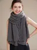 Bufanda Chal de Punto de Cachemira 100% Puro Hueco con Borlas Nuevo Doble Uso para Mujer Otoño/Invierno Ligero