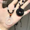 Colgante de Ágata Blanco Hielo Natural con Hebilla de Seguridad Doble Pixiu para Hombres y Mujeres Colgante de Pixiu de la Fortuna de Calcedonia Blanca Jade